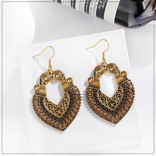 Mujeres Boho Patrón Retro Puño Ahuecado Elegante Gancho Pendientes Joyería Regalo - Imagen 68 de 140