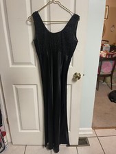 Marnie West 90s Babydoll Slip Dress Formal Black Small 7-8 VNT Lace Up Silky