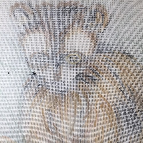 Racoon with Apple Needlepoint Canvas 21" x 20" 10 Count Penelope - Picture 7 of 8