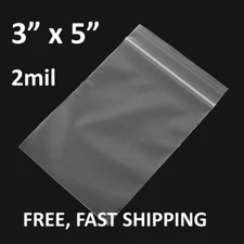 3"x5" Clear 2 Mil Plastic Zip Seal Bag Reclosable Top Lock 2Mil Small Baggies