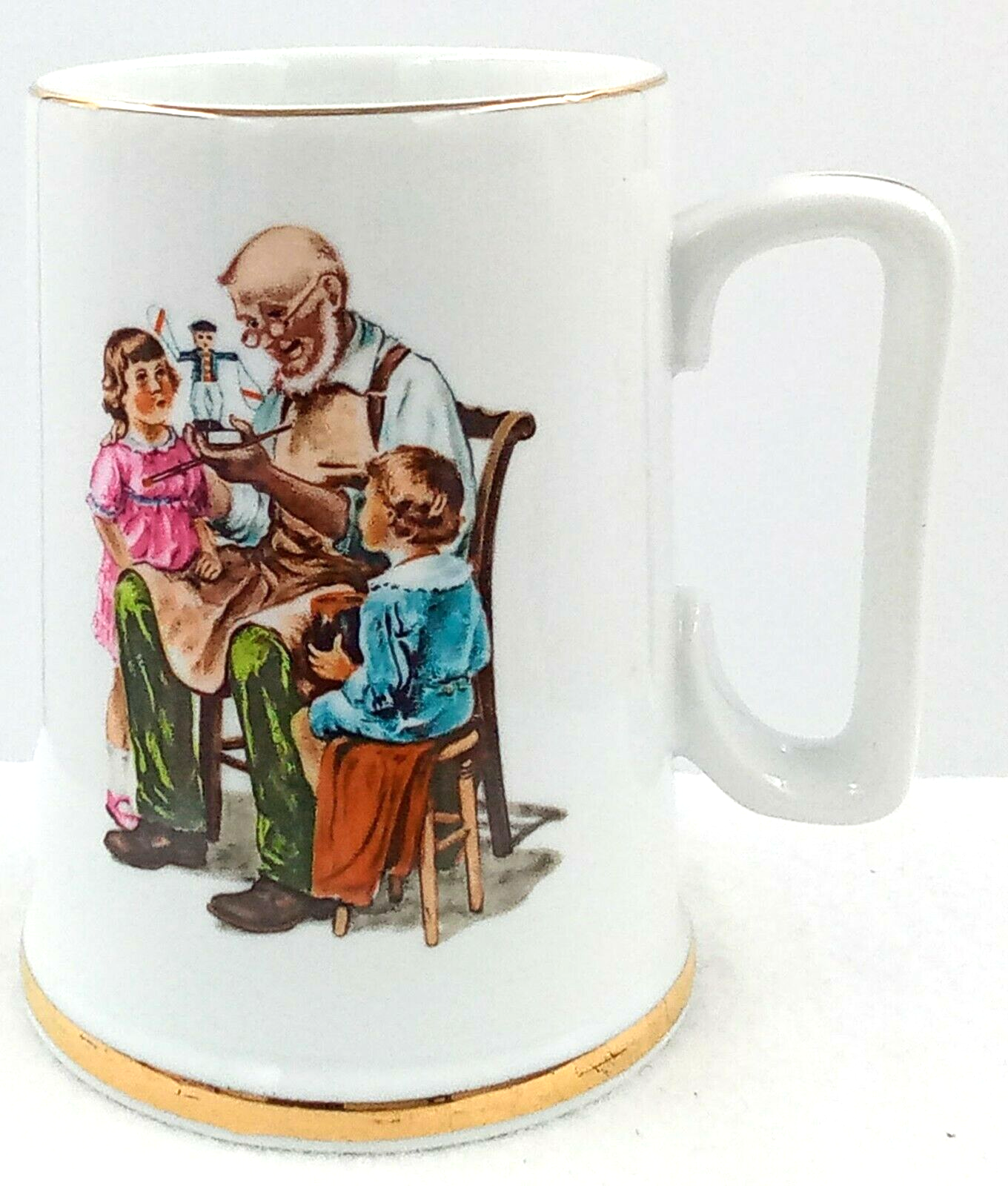 1986 Norman Rockwell Tankard Mug Cup Stein The Museum The Toy Maker Girl Sailor
