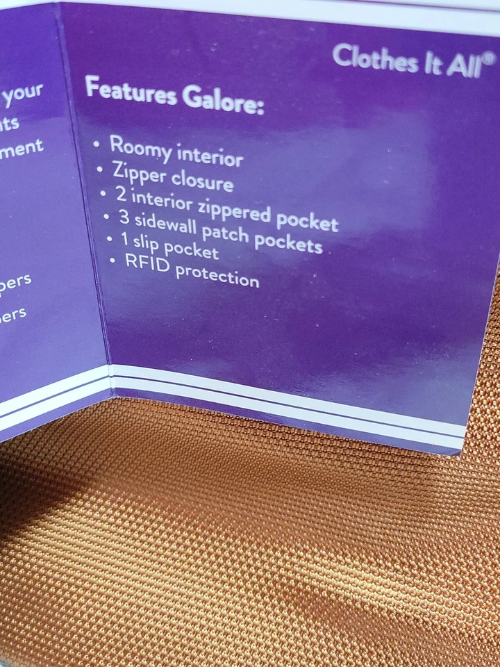 Joy Mangano Tuff Tech Nuevo Bolso de Mano de Cuero Marrón con Cremallera y Cartera de Cuero con RFID  Foto 4 de 4