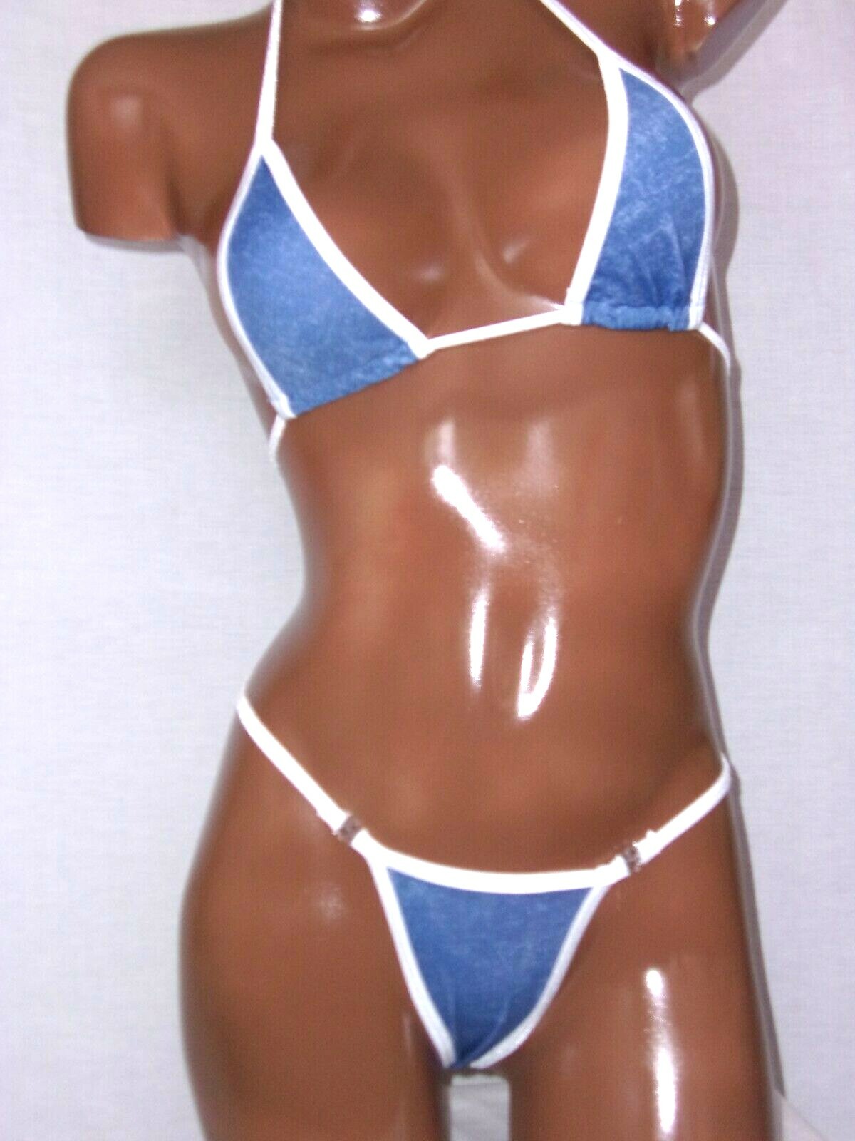 New sexy exotic pole dancer V back thong bikini 2 piece set micro -A cup