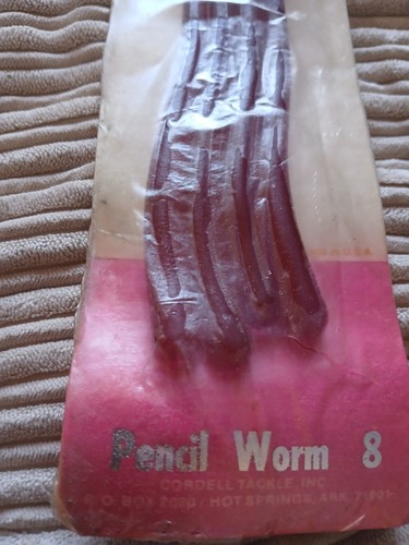 NOS Vintage Rare Cotton Cordell Pencil Worm 8 " Fishing Lure 3 Pack - Picture 4 of 6