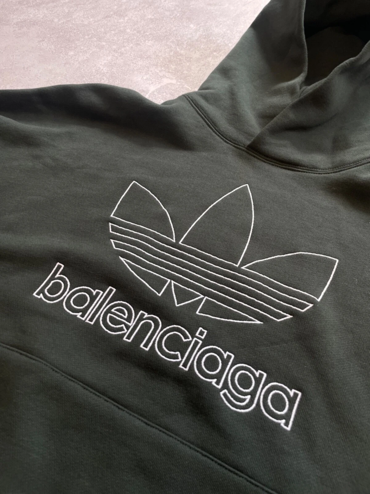 Balenciaga Adidas Felpa con Cappuccio Oversize Logo Ricamato Verde Uomo XL