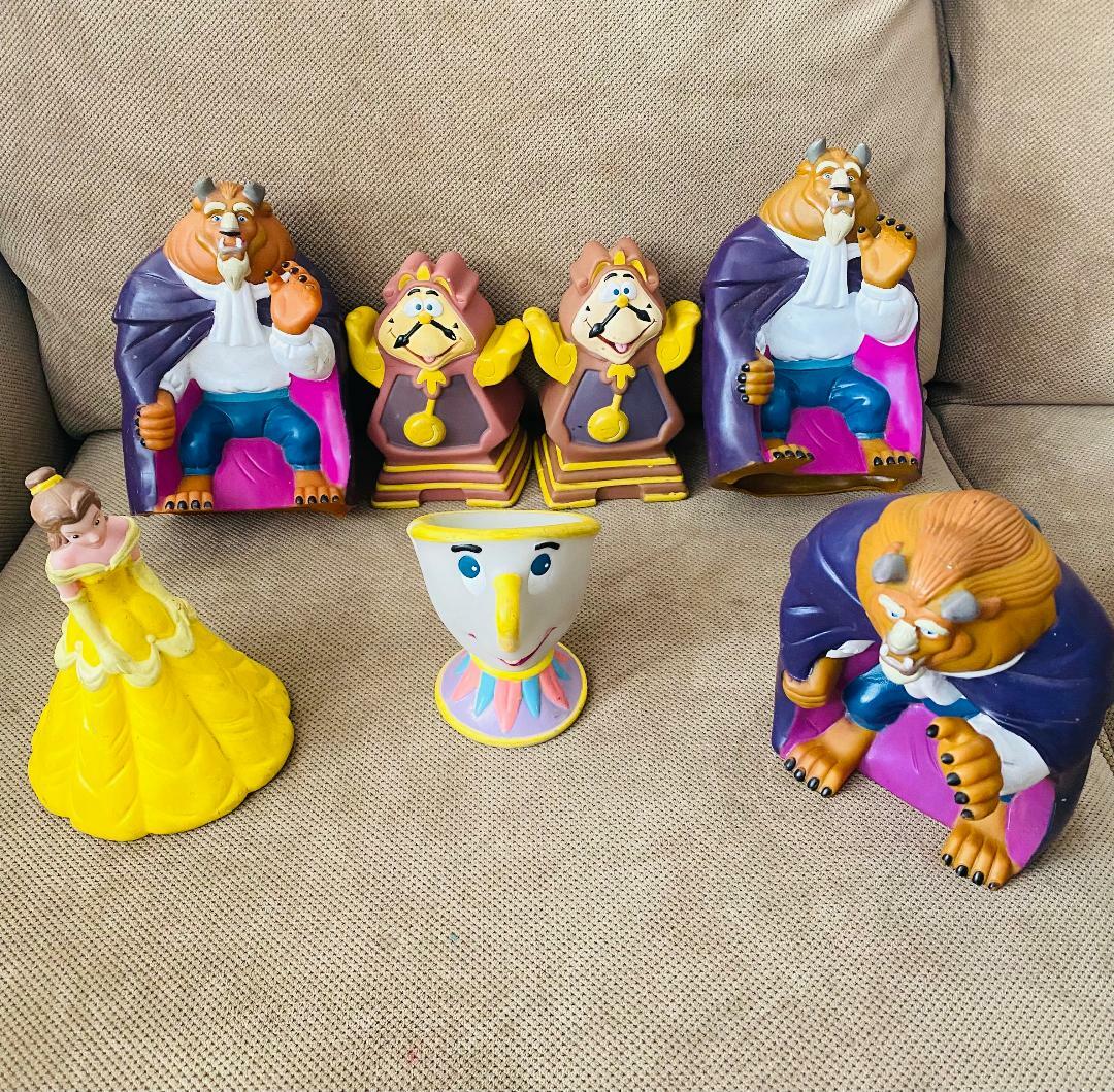 BEAUTY AND THE BEAST 1992 PIZZA HUT Vinyl Puppets Set of 4 +
