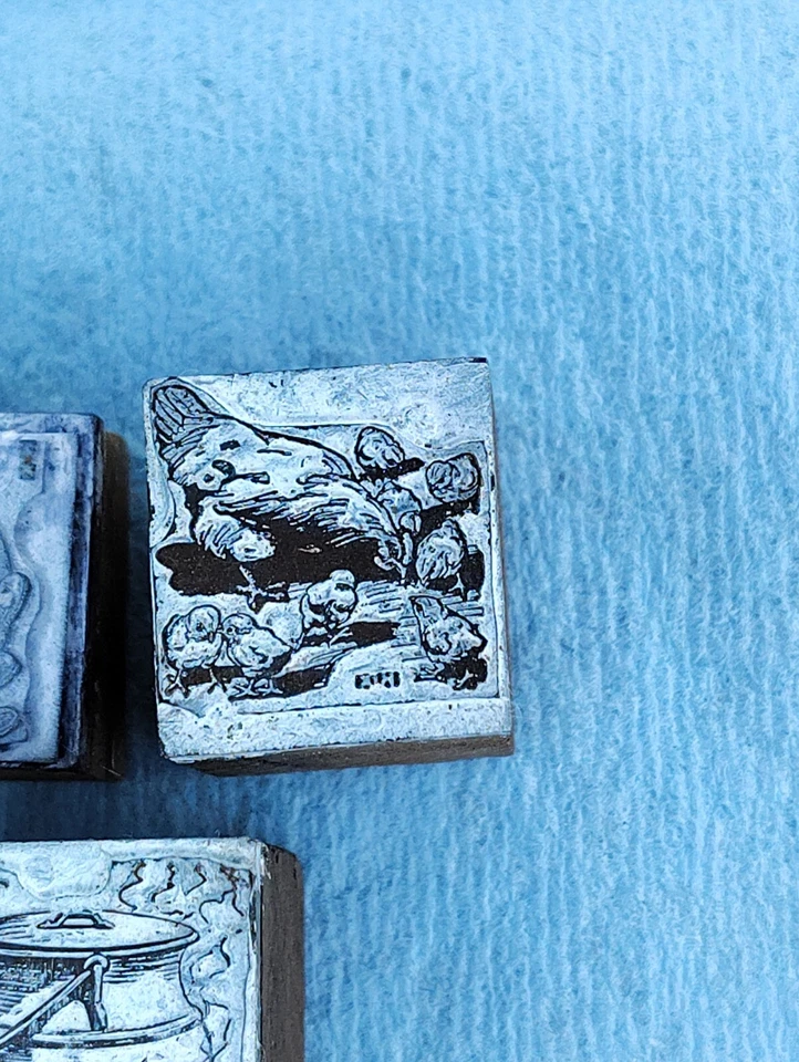 Lote de 5 bloques de impresión tipográfica John Hix cobre sobre madera cómic antiguo vintage Foto 4 de 4