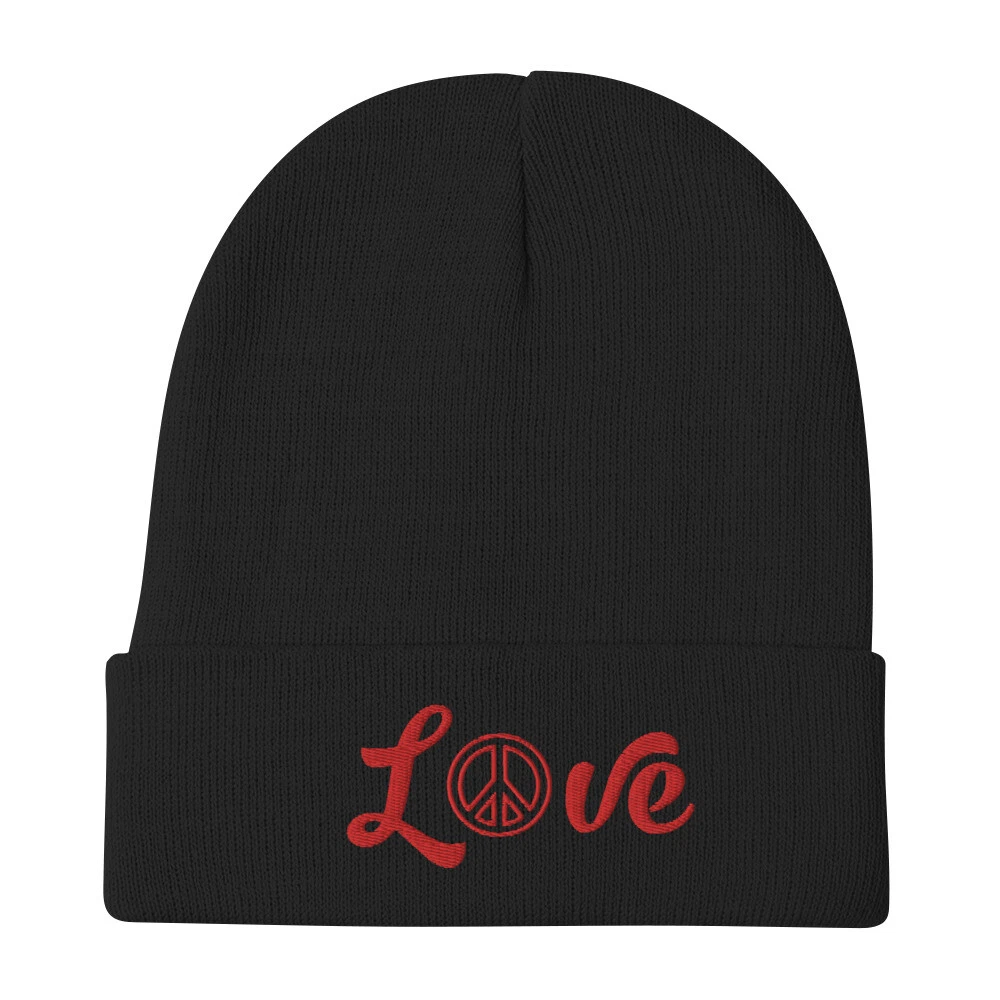 Embroidered Beanie Love with Peace