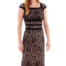 Melrose stretch empire Evening gown dress black lace Size 8