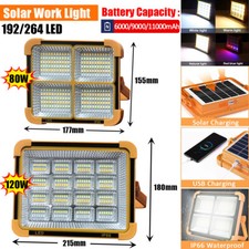 15000lm Solar LED Work Light USB Rechargeable Cordless Portable Floodlight