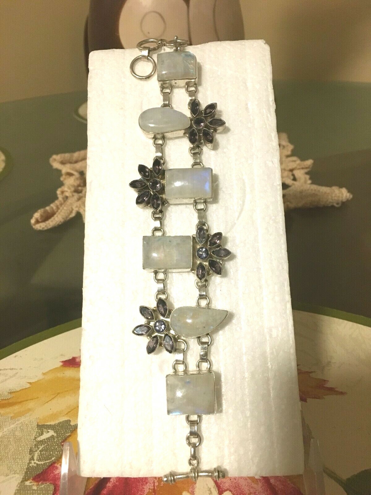 HANDMADE:GENUINE MULTI-SHAPE AMETHYST-MOONSTONE G… - image 1