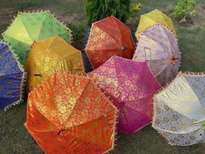 20Pc Lot Hand Embroidered Indian Decorative Umbrella Parasol Vintage Sun Shade