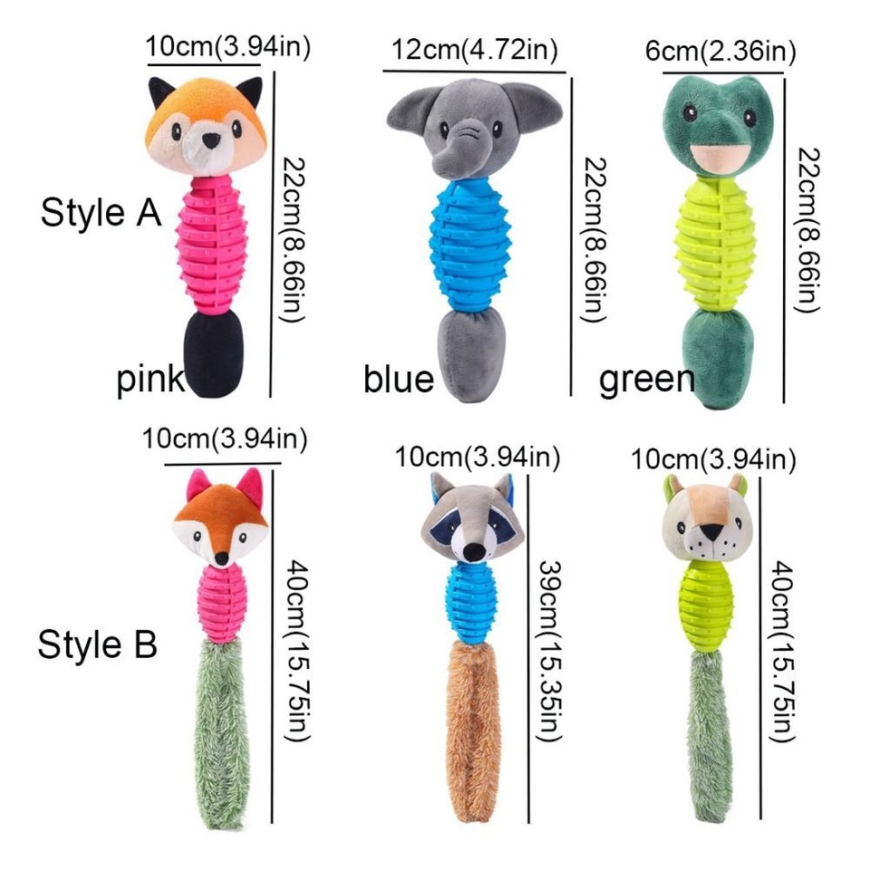 Bite Resistant Dog Squeaky Toy Animal Doll Dog Molar Stick Relieve
