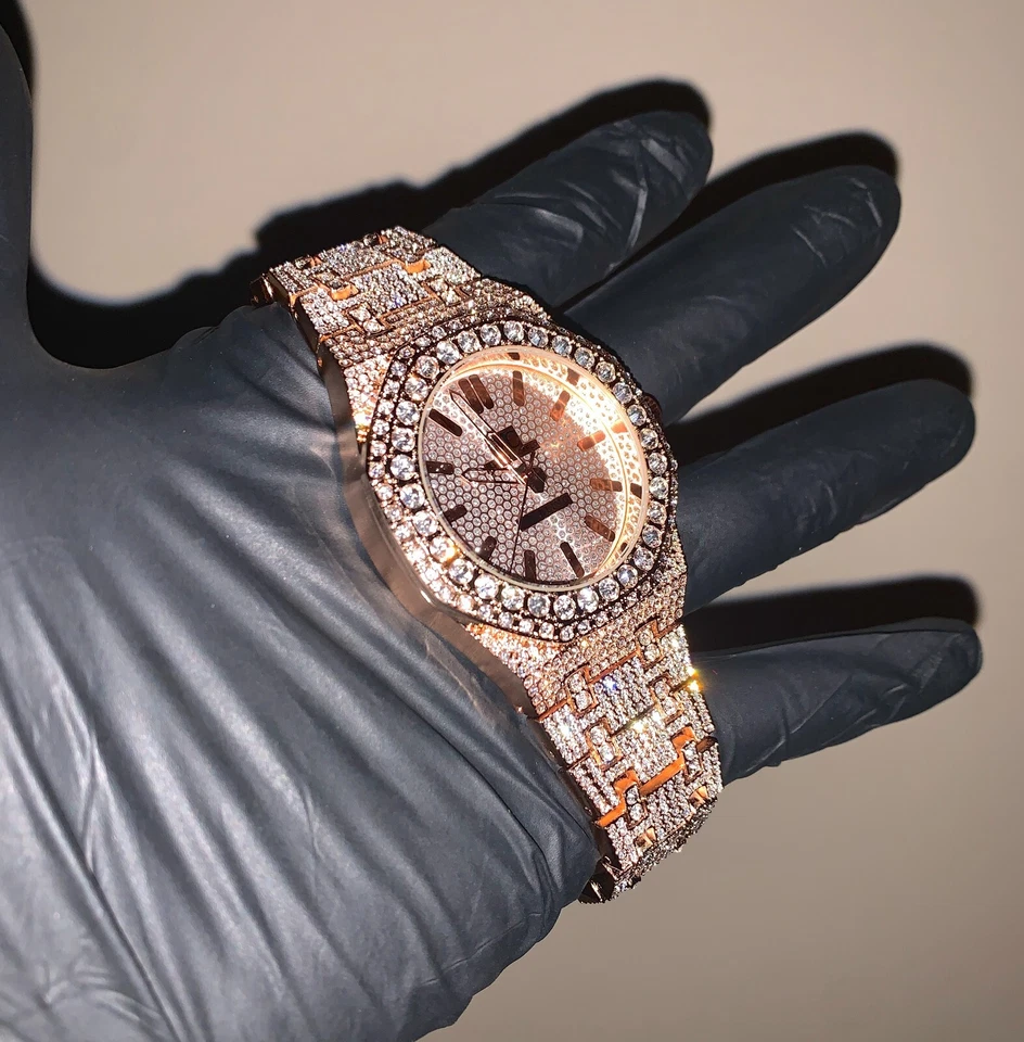 18k Gold/White Gold Unisex Octagonal ICED-OUT Bustdown Personalized Custom Watch - Image 2 of 4