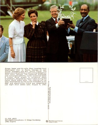 Anwar Sadat Jimmy Carter Camp David Peace Award Postcard