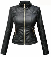 Women's Lambskin Genuine Leather Motorcycle Slim Fit Designer Biker Jacket
