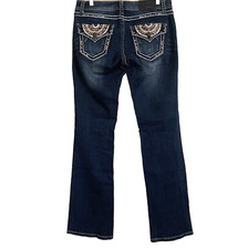 Grace In LA Bootcut Jeans Women's 30 Flap Pocket Embellished Embroidered Stretch