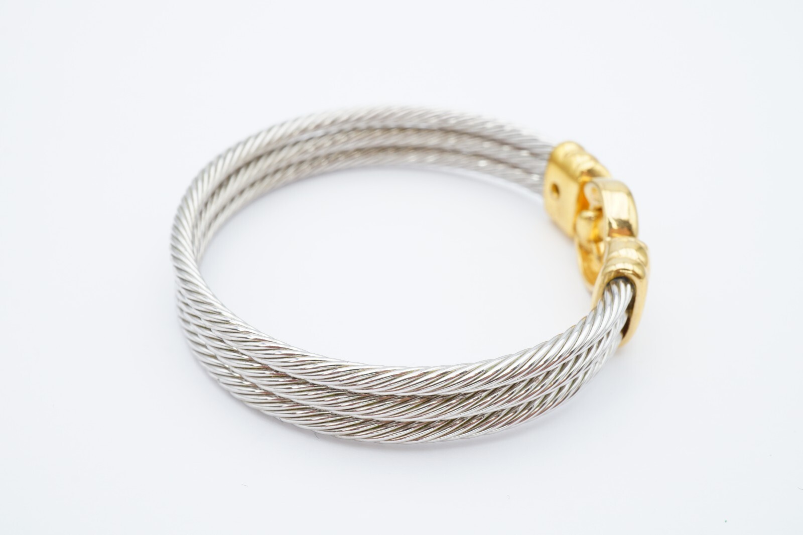 Twisted Wire Cable Bangle Bracelet Silver Tone 6.… - image 5