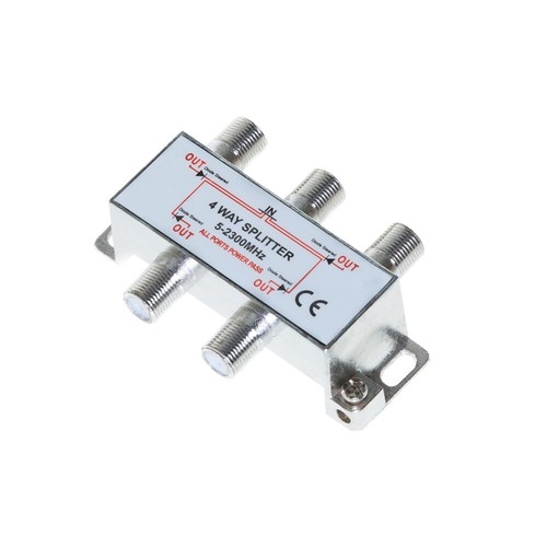 4-Way TV Coaxial Cable Splitter 5-2300 MHz RG6 RG59 Coax Antenna HDTV Satellite