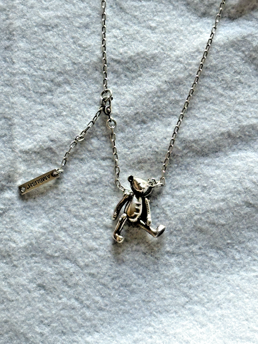 AMBUSH Silver Teddy Bear Necklace Signature Silver Brasss AMBUSH Silver Teddy Bear Necklace Signature Silver Brasss