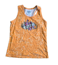 Harley-Davidson Youth Girls SZ 10/12 Burnt Orange Tank Top Rose Graphic Biker