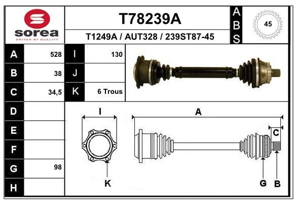 Cardan pour VW Passat B5.5 1.9 TDI et B5 Transmissions Complètes Avant