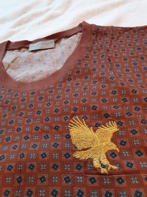 Dior Homme by Hedi Slimane 05ss embroidery gold EAGLE brown T-shirt size L