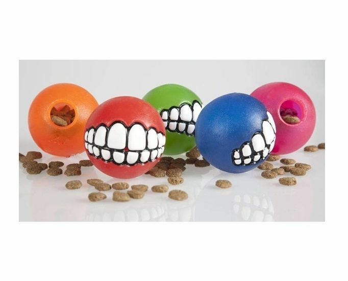 Grinz Balls For Dogs Funny Grinning Toy Smiling Teeth Rubber One Hollow Ball 