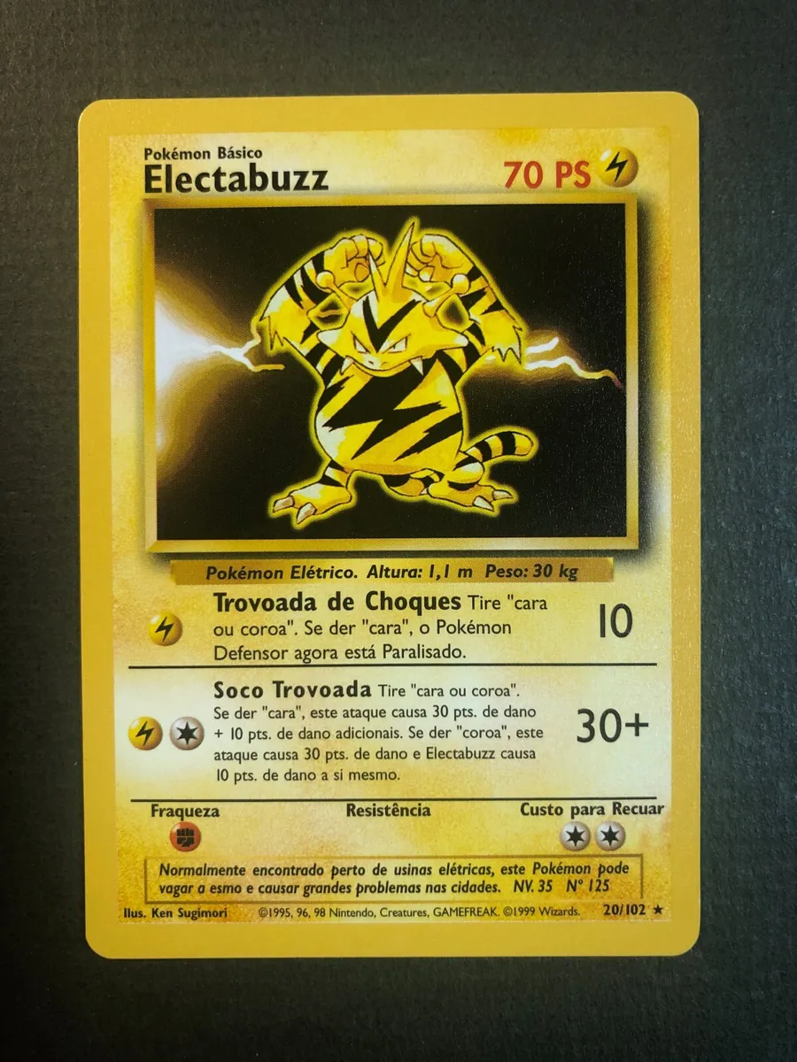Pokémon Electabuzz 20/102 Base Set Card Unlimited (Portuguese) NM Nice!
