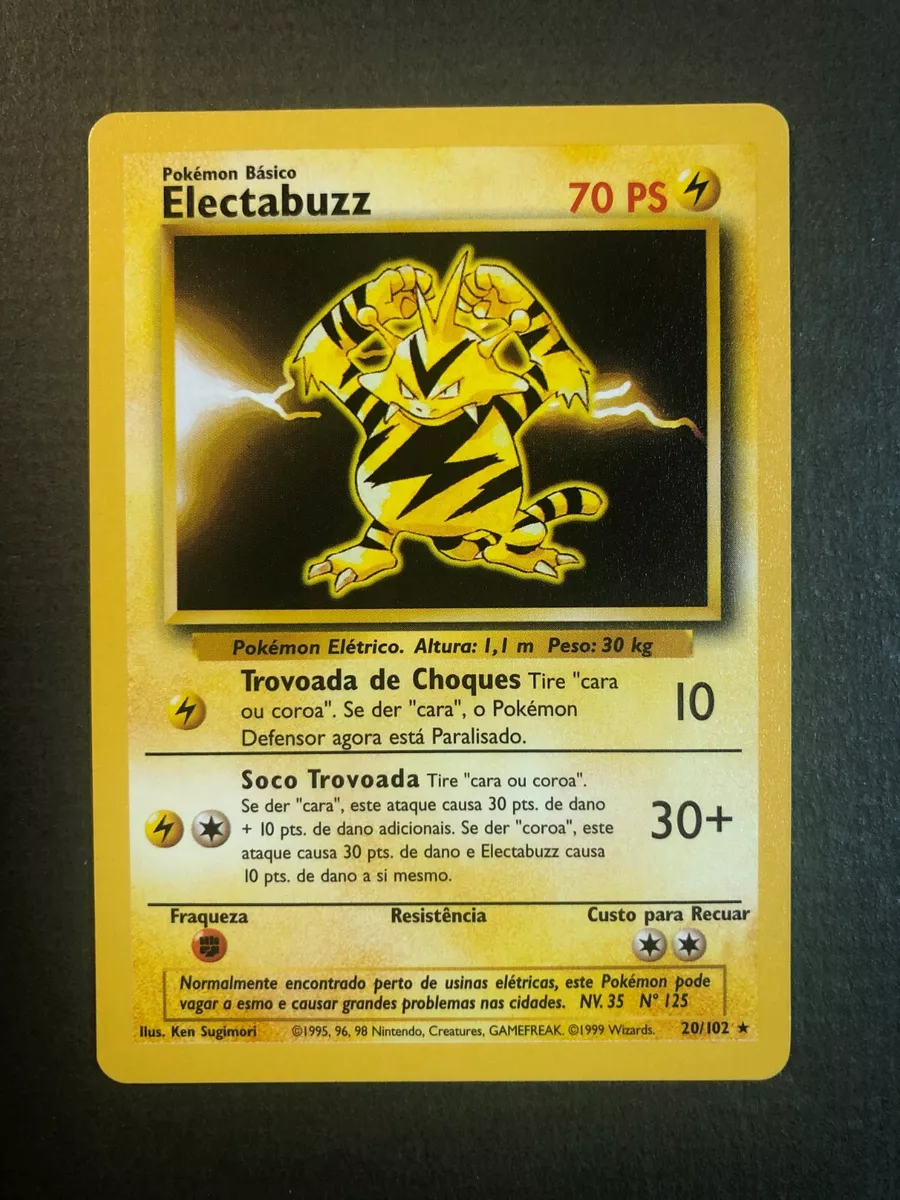 Pokémon Electabuzz 20/102 Base Set Card Unlimited (Portuguese) NM