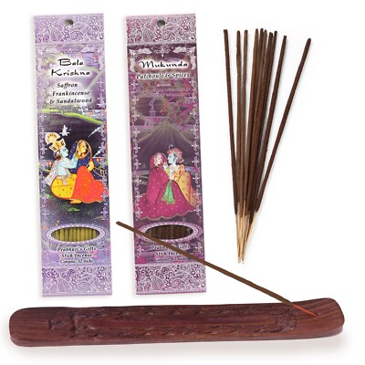 Prabhuji's Gifts Bala Krishna, Mukund Hand-Rolled incense sticks - 2 packs of 10