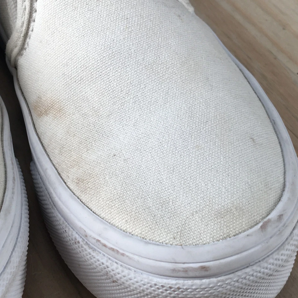 Vans Zapatos Jóvenes 11 Niños Off The Wall Clásico Mocasín Sin Cordones 500714 Lona Blanca Foto 4 de 4