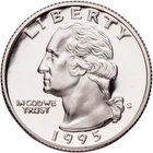 1995 S SILVER proof Washington quarter