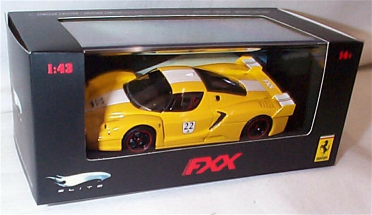 Ferrari FXX in Yellow 22 White Stripe 1-43 Scale ltd edition