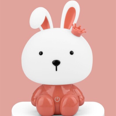 Touch Dimming LED Night Lamp Cartoon Character Pink Easter Dr. Happy Bunny