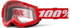 100% Strata 2 MX Offroad Goggles Red/White w/...