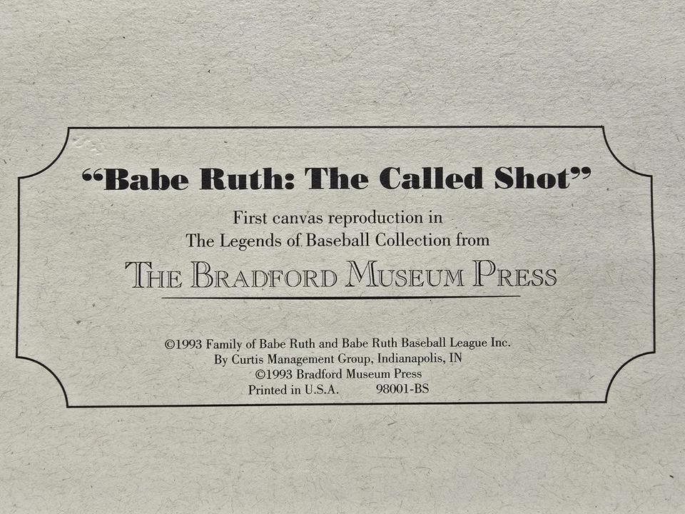 1993 Bradford Museum Press «Бейб Рут: Выстрел» Растянутый Холст в Рамке - Изображение 4 из 4