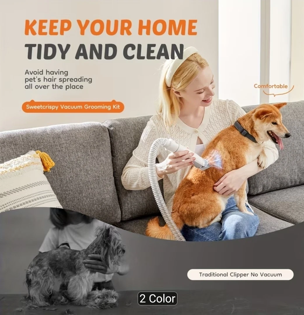 Pet Grooming Vacuum Kit 5 in 1, Vacuum Suction Strong Power 99% Pet Hair,...