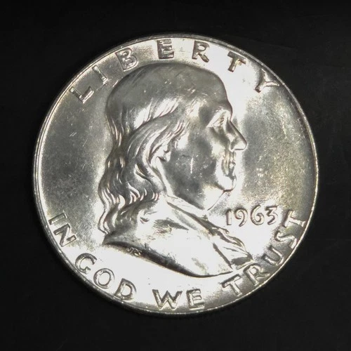 1963-D Franklin Half Dollar BU 90% Silver Brilliant Uncirculated Proof Like Coin