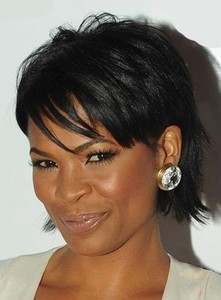 Nia Long Layered Short Straight Capless Wig Nia Long Layered Short Straight Capless Human Hair Wigs 10  main image 2