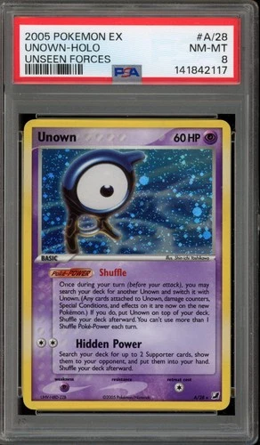 Pokemon Unown EX Unseen Forces Holo Rare #A/28 PSA 8