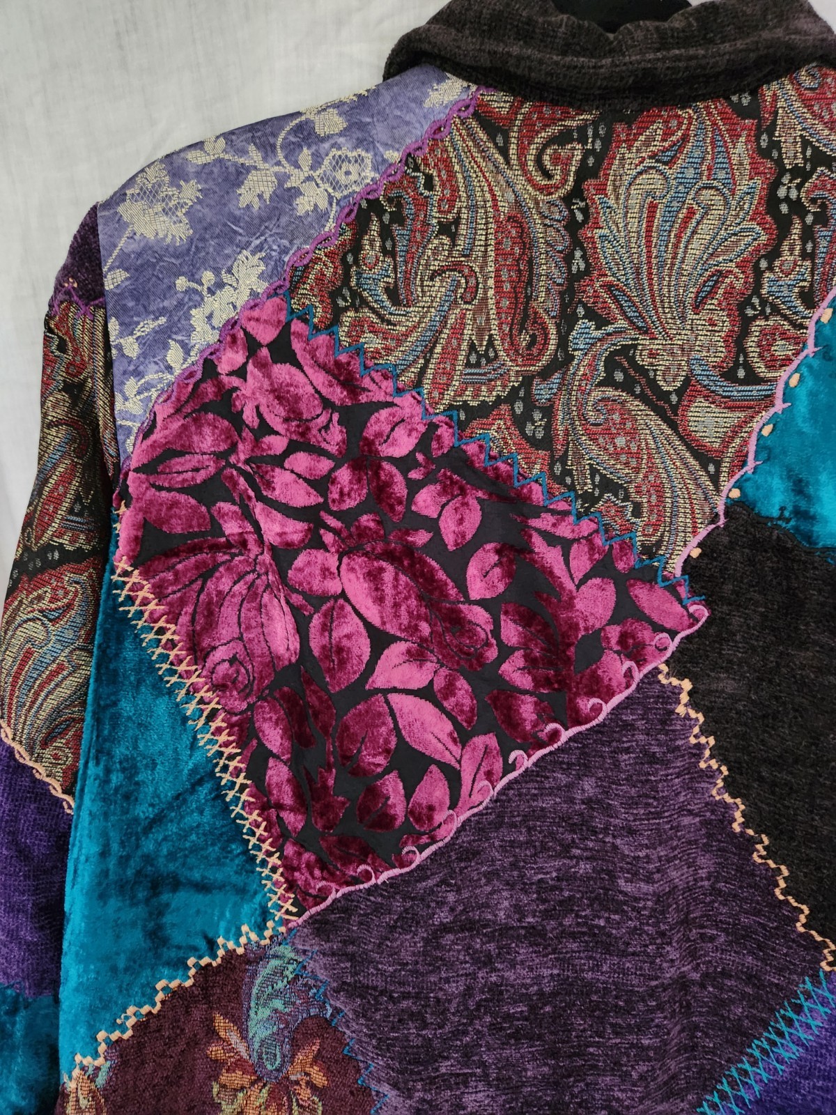 Tapestry Patch Large Patchwork Embroidered Velvet… - image 4