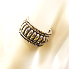 Vintage SE Sterling Silver Domed Beveled Ribbed 11mm Band Unisex Ring Sz 7.5 8g