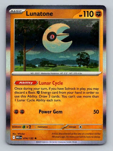 #74 2025 Pokemon Mega Evolution  Lunatone HOLO