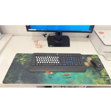Water Garden Koi Pond Large Gaming Mouse Pad 31"x11.5"  Calming Desk Decor
