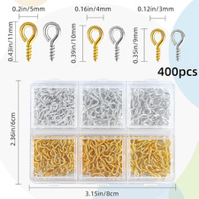 400pcs Small Screw Eye Pins,Eye Hooks Screws,Mini Eyelet Screws,Eyelets Screw...
