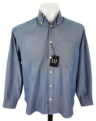 GAP Herren blaues L/S ABENDHEMD ''80er Pinpoint Oxford'' - XS (S) -Brustumfang 42''