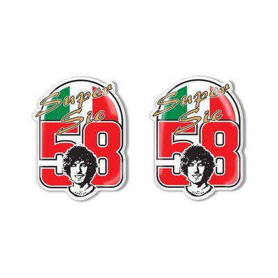 2 EXKLUSIVE MOTORRAD HARZ AUFKLEBER MARCO SIMONCELLI SUPER SIC TRIBUTE TRIBUTE 58