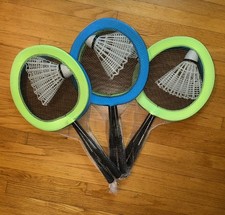 NUEVO 3 juegos gigantes de bádminton raquetas de espuma azul y verde y volantes de gran tamaño