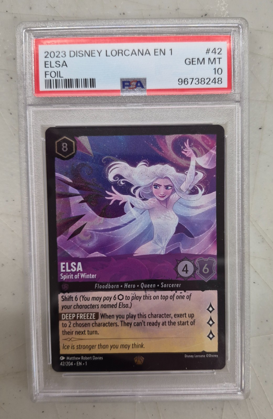 Lorcana Elsa, Spirit of Winter #42-Foil First Chapter-PSA 10 GEM MINT #96738248